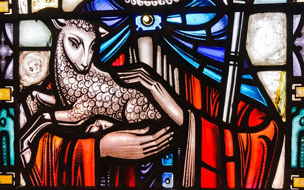 image of lamb in stained glass